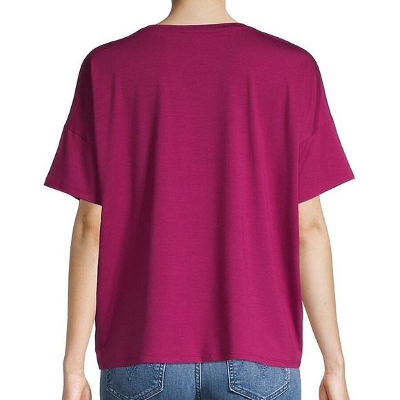 NWT Eileen Fisher crew neck boxy tee berry - Picture 11 of 11